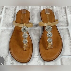 Women's Tan Sandals with Silver Accents